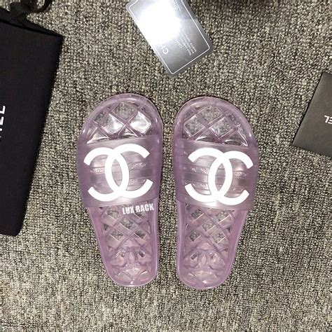 chanel pink slides|Chanel jelly slides.